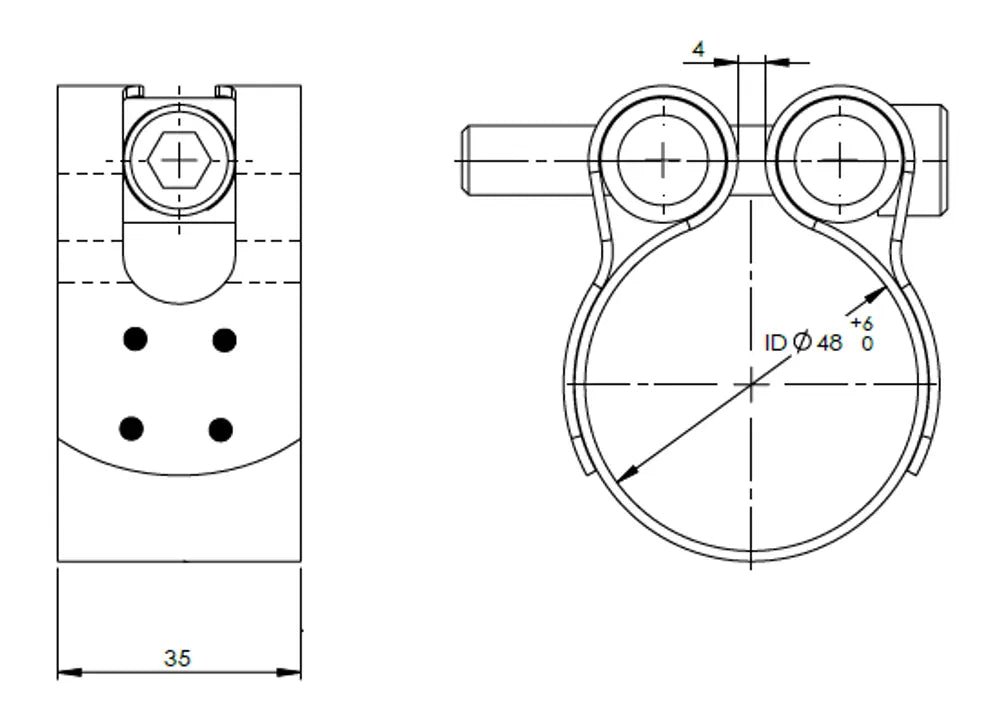 PipeFit Fascetta, Ø=47.6 / L=35 mm, INOX - 99815