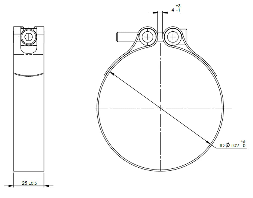 TightFit Fascetta per Leyland, Ø=102-106 mm, INOX - 99904