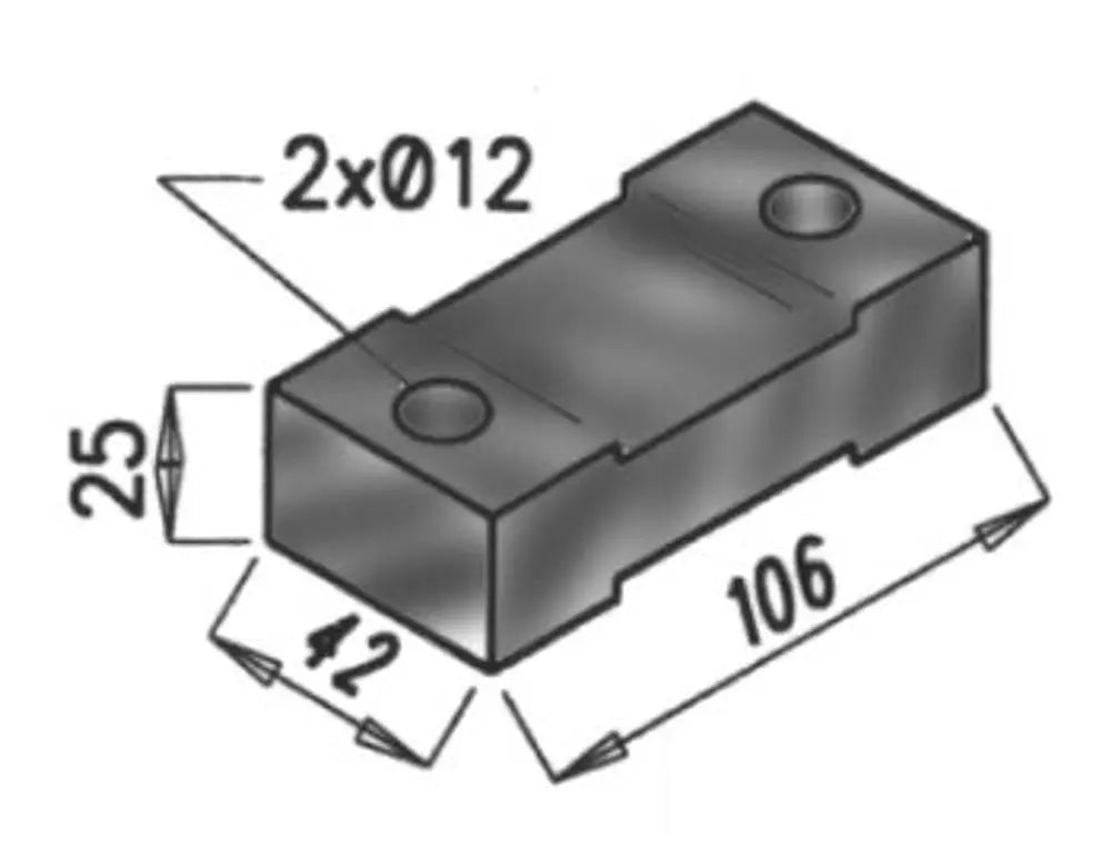 Supporto in gomma per DAF, L=106, W=42, H=25, Gomma - 21828