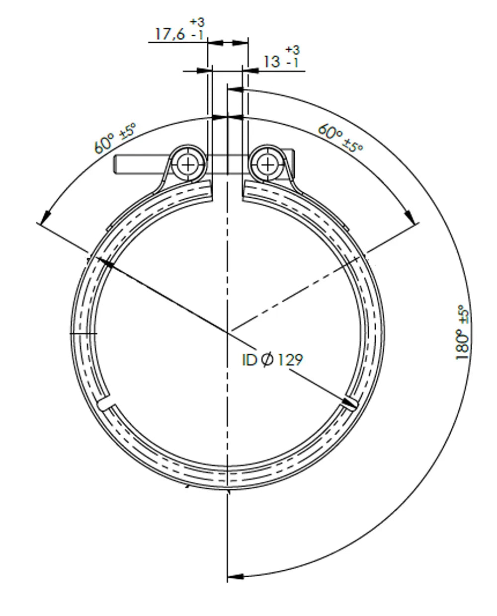Fascetta a V Heavy Duty per DAF, Ø=114.3 / L=25 - 21896
