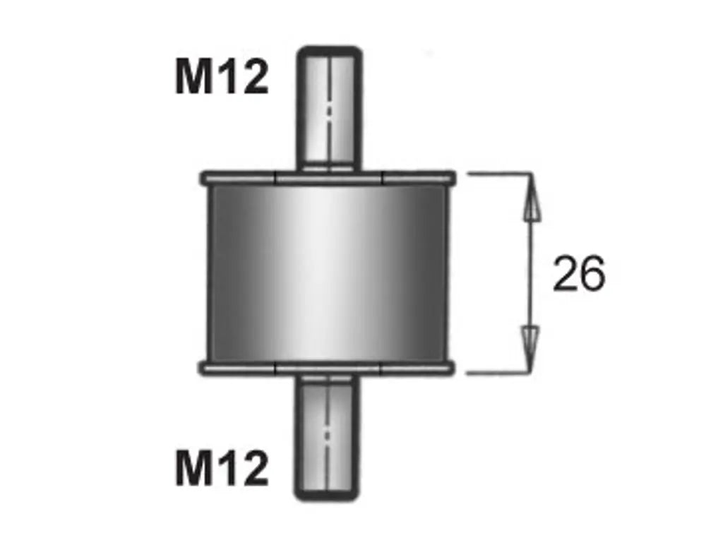 Supporto in gomma per DAF, Ø=46 /L=72, M12, ZINC - 21905