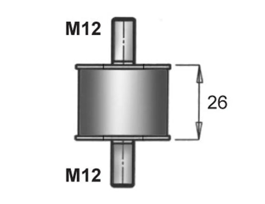 Supporto in gomma per DAF, Ø=46 /L=72, M12, ZINC - 21905