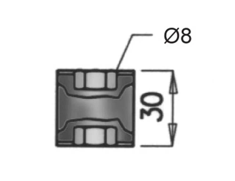 Supporto in gomma per Iveco, Ø=30 / L=30, M8, ZINC - 28837