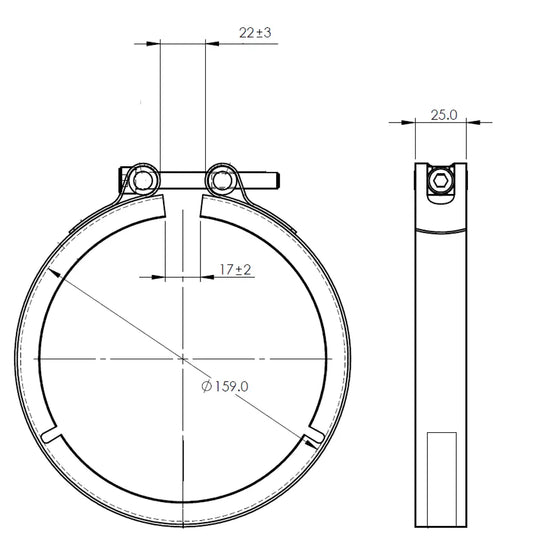 Fascetta a V Heavy Duty per Iveco, Ø=127 / L=25, INOX - 28905