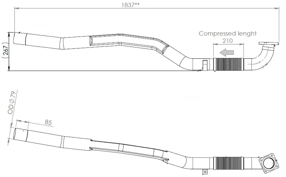 Tubo di scarico con flessibile, D2S+ per Iveco - 29015