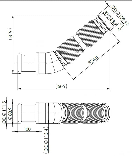 Exhuast Tubo con soffietto per DAF - 2AA003