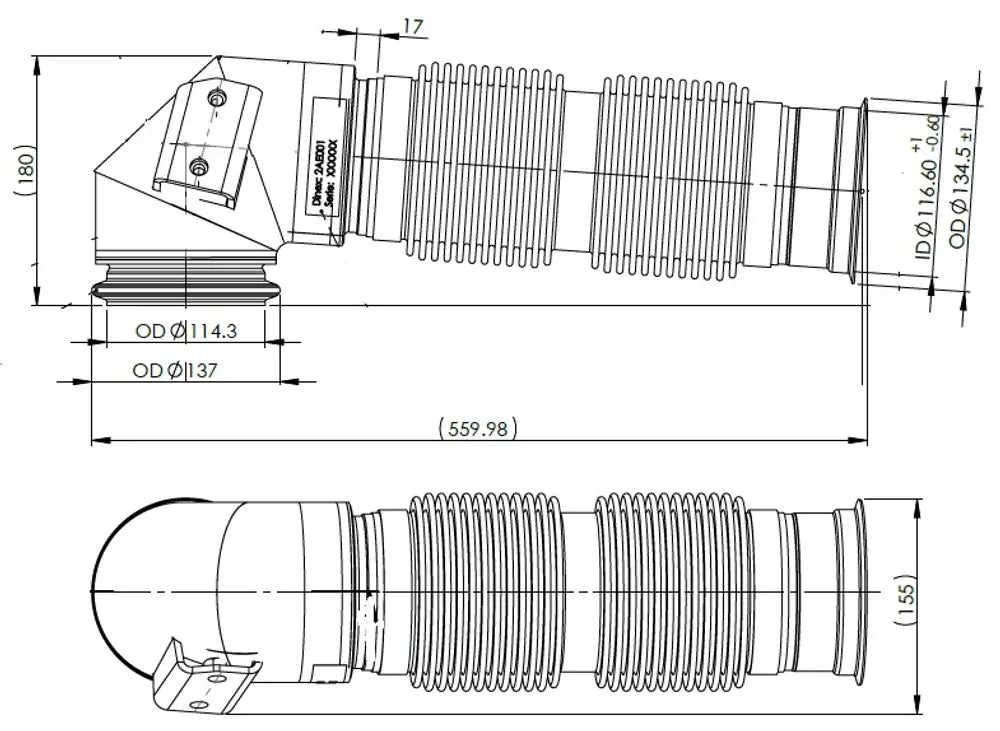Exhust Tubo con soffietto per DAF - 2AE001