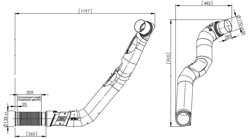 Tubo di scarico coibentato con flessibile, D2S+ per Iveco - 2KA039