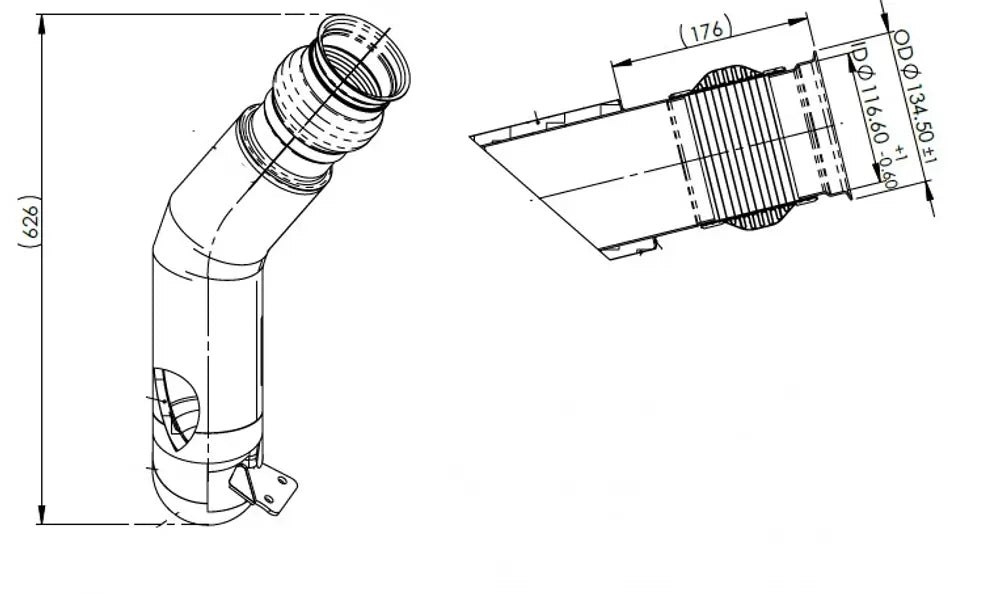 Tubo di scarico con soffietto per DAF - 2AE009