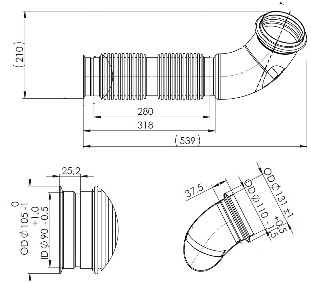 Tubo di scarico con soffietto per Iveco - 2KA019