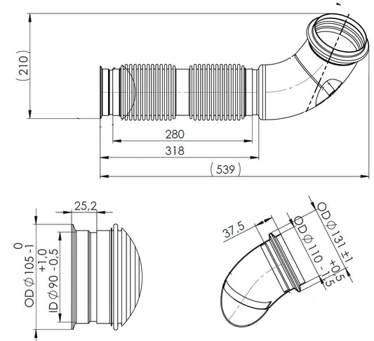 Tubo di scarico con soffietto per Iveco - 2KA019