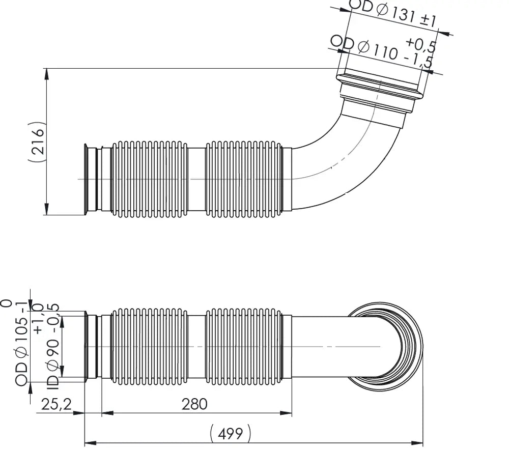 Tubo di scarico con soffietto per Iveco - 2KA021