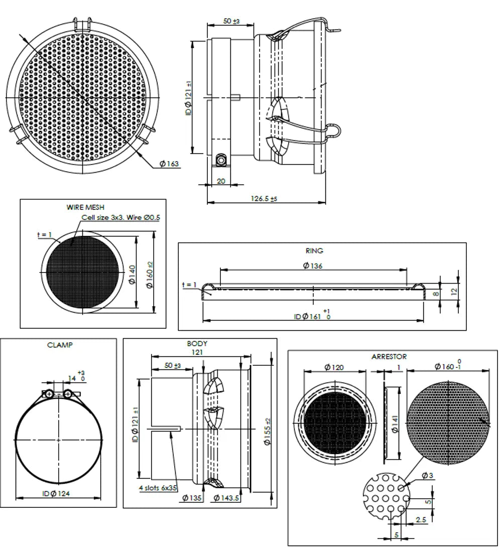 Parascintille, Tubo, Ø=121-126 - 40820