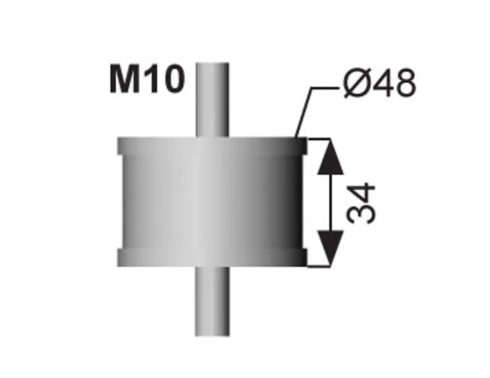 Supporto in gomma per DAF, Ø=50 /L=77, M10, ZINC - 44800