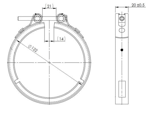 Fascetta a V Heavy Duty per Leyland, ÃƒËœ=101.6 / L=20, INOX - 44937