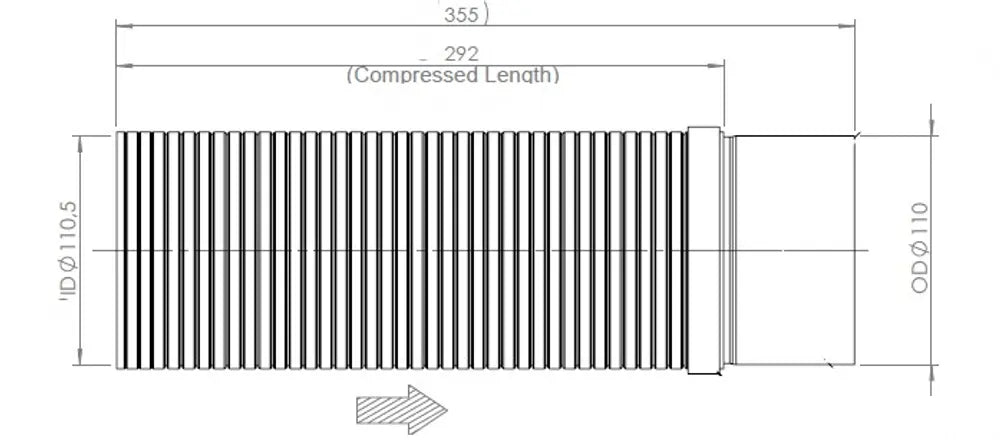 Tubo flessibile per MAN, D2S+, Ø=110.5 / L=355, SS - 47183