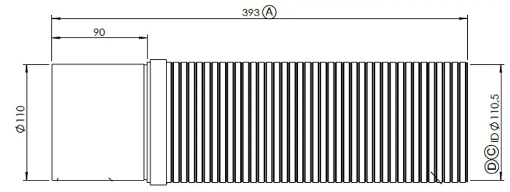 Tubo flessibile per MAN, D2S+, ID=110.5 / L=393, ALU/SS - 47194