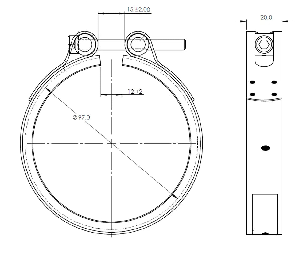 Fascetta a V Heavy Duty per MAN, Ø=76.1 / L=20, INOX - 47820
