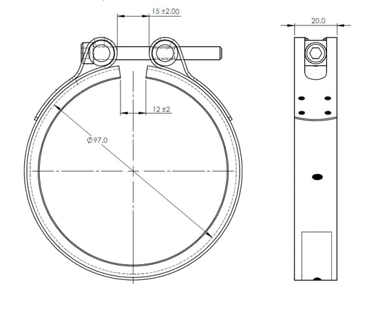 Fascetta a V Heavy Duty per MAN, Ø=76.1 / L=20, INOX - 47820