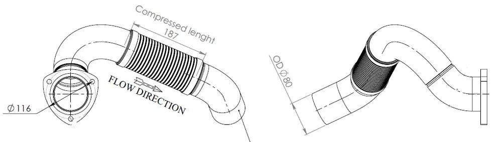Tubo di scarico con flessibile, D2S+ per MAN - 48293