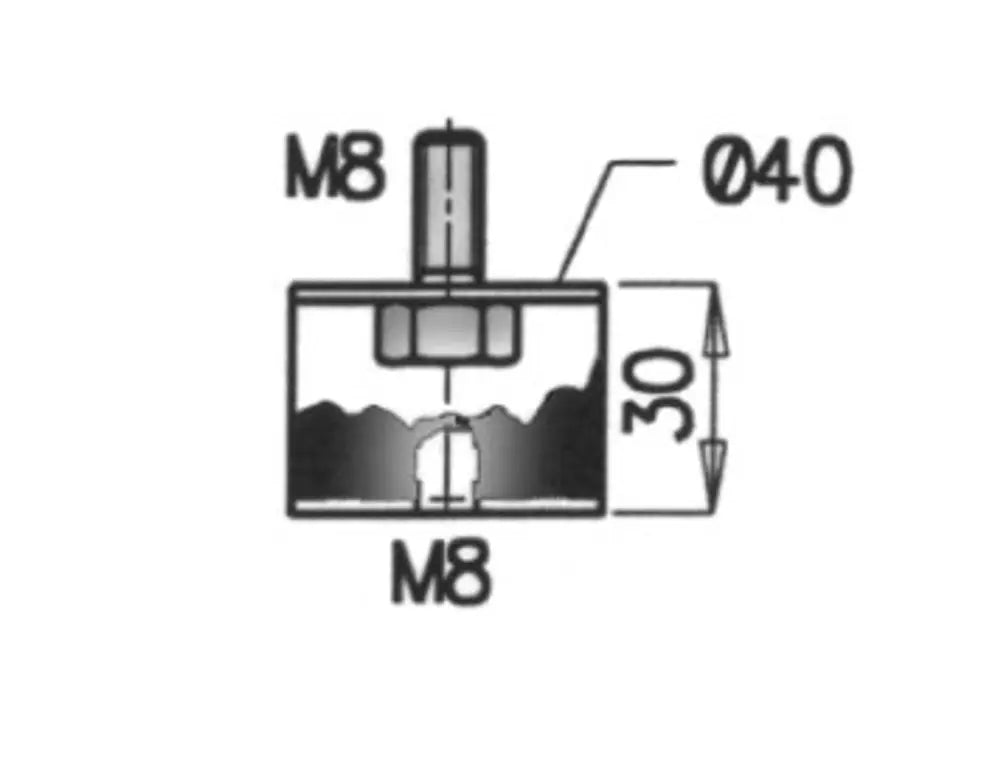 Supporto in gomma per MAN, Ø=40 / L=53, M8, ZINC - 49907