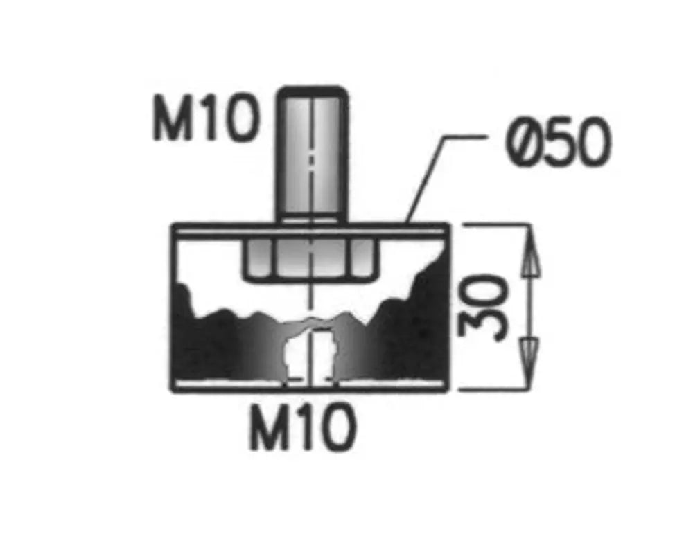 Supporto in gomma per MAN, Ø=50 / L=53.5, M10, ZINC - 49910