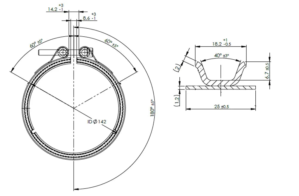 Heavy Duty Veefit Fascetta per MAN, Ø=114.3 / L=25, INOX - 49939