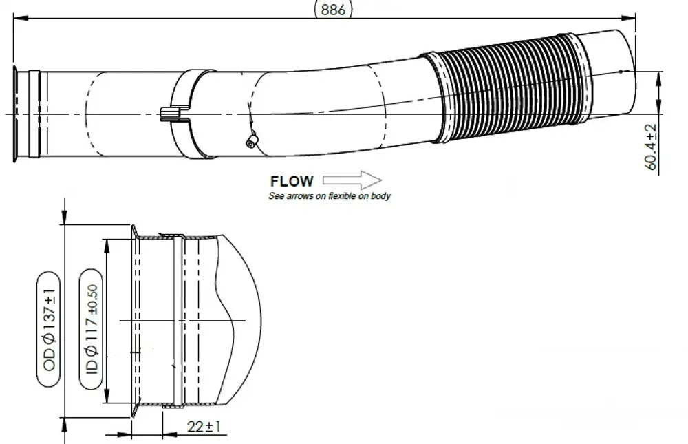 Tubo di scarico con flessibile, D2S+ per MAN - 4IE015