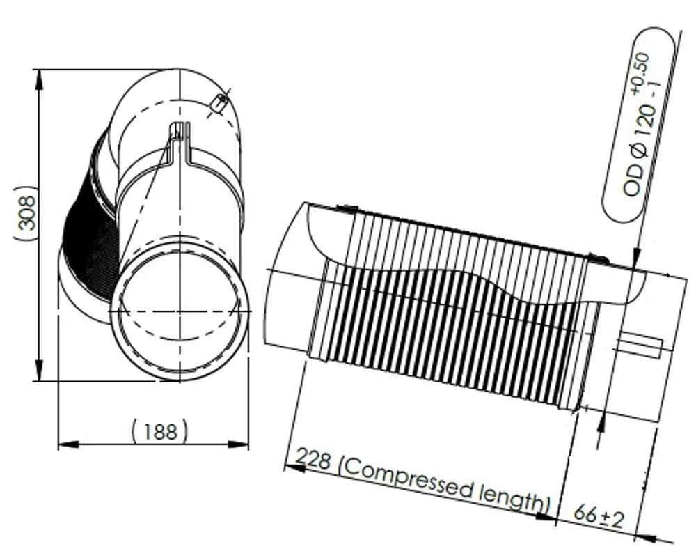 Tubo di scarico con flessibile, D2S+ per MAN - 4IE015