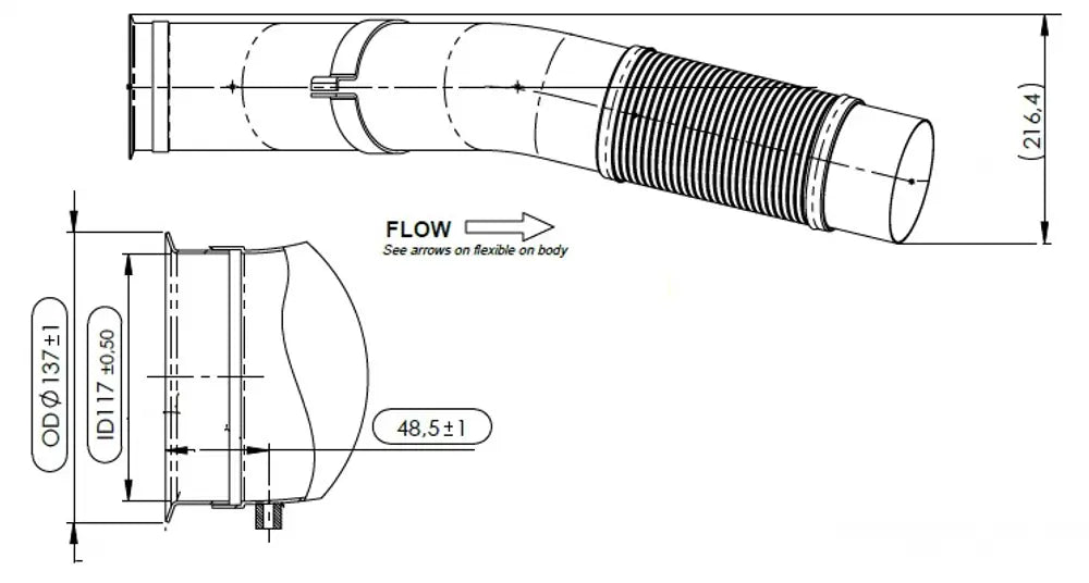 Tubo di scarico con flessibile, D2S+ per MAN - 4IE017