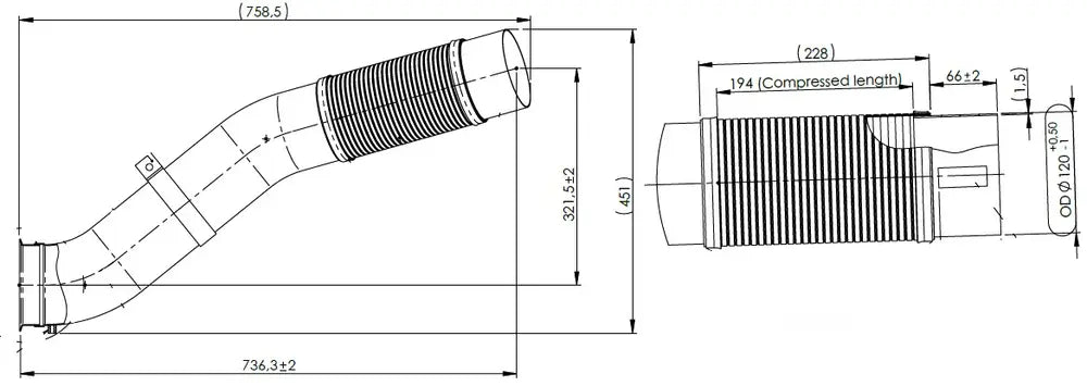 Tubo di scarico con flessibile, D2S+ per MAN - 4IE017