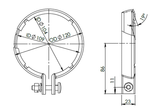 Fascetta a V per Mercedes, Ø=104 / L=23 mm, ZINC - 50852