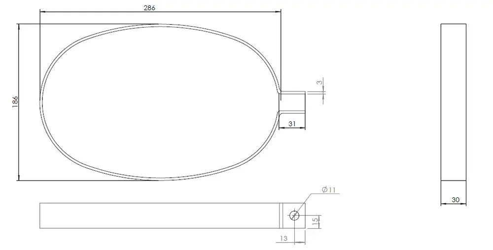 Fascia per silenziatore, L=30, W=280, H=180 mm, ALU - 50860