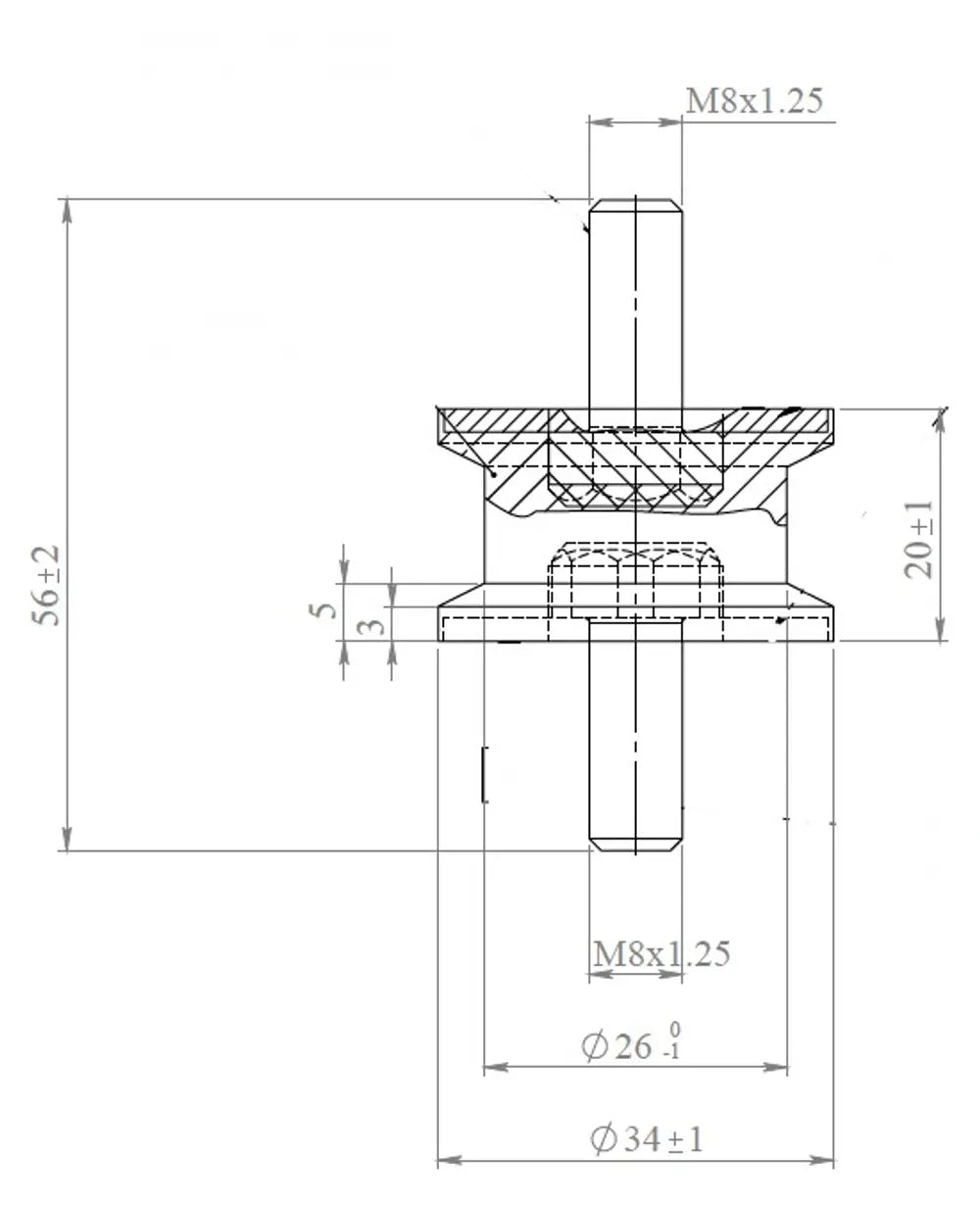Supporto in gomma per Mercedes, Ø=34 /L=56, M8, ZINC - 50907