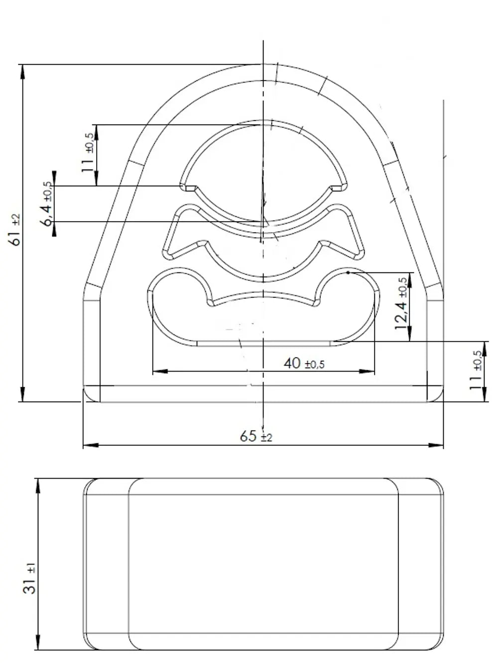 Supporto in gomma per Mercedes, L=31, W=65, H=61, Gomma - 50985