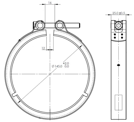 Fascetta a V Heavy Duty per Mercedes, Ø=127 / L=25, INOX - 51964
