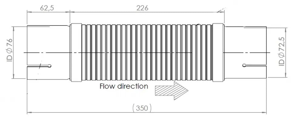 Tubo flessibile per Mercedes, D2S+, Ø=72.5 / L=350, ALU/SS - 52176
