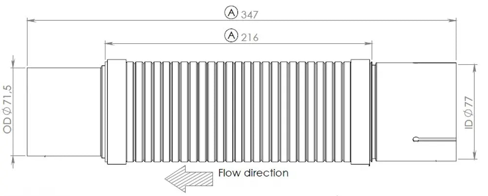 Tubo flessibile per Mercedes, D2S+, Ø=77 / L=347, ALU/SS - 53162