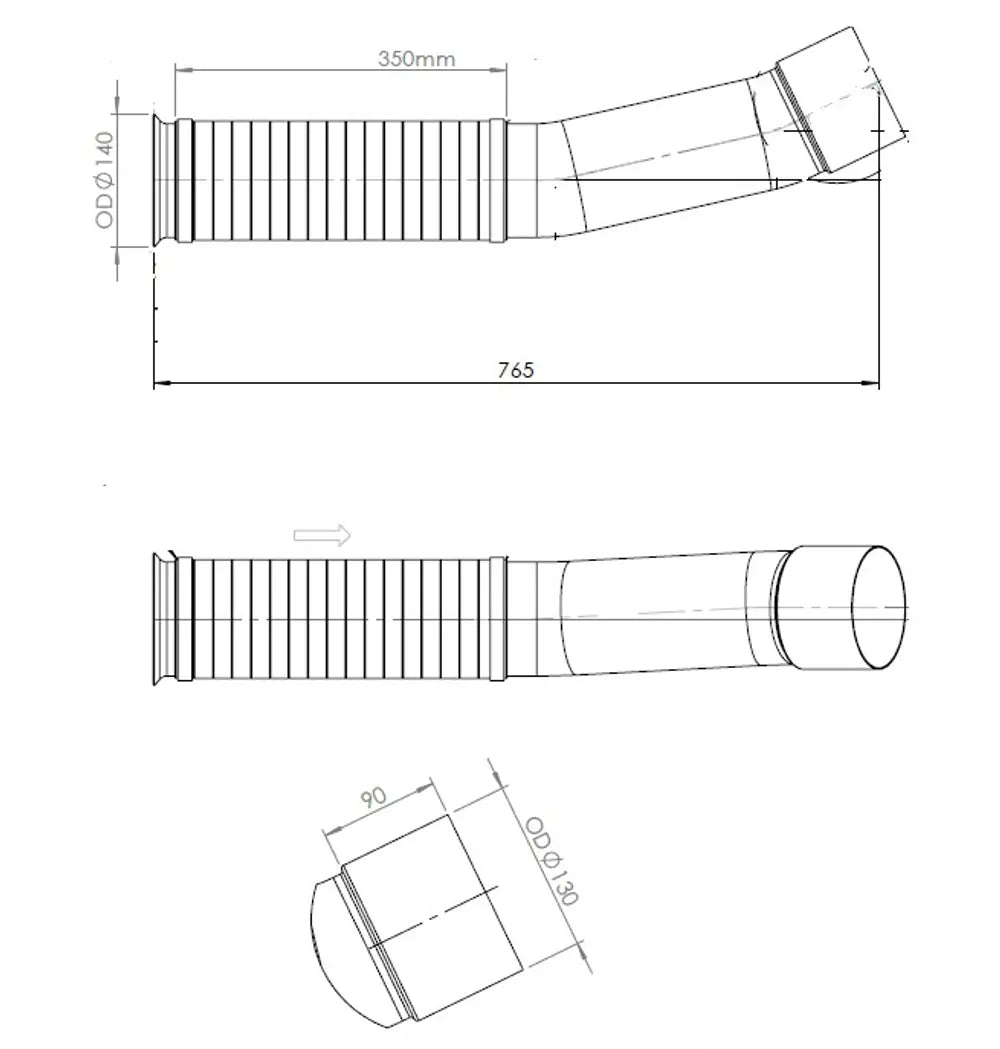 Tubo di scarico con flessibile, D2S per Mercedes - 53252