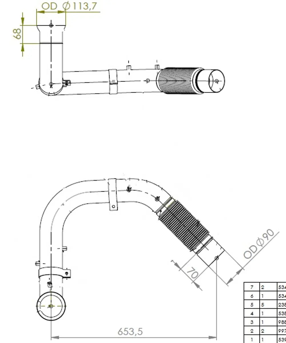 Tubo di scarico con soffietto per Mercedes - 54191