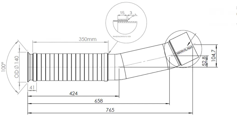 Tubo di scarico con flessibile, D2S per Mercedes, E-line - 54236