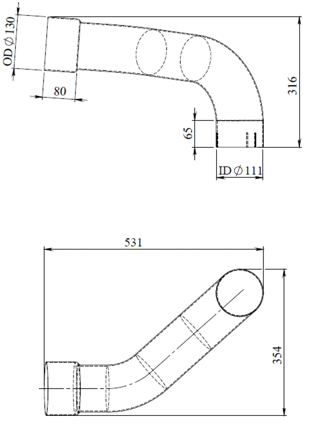 Tubo di scarico per Mercedes, E-line - 54243