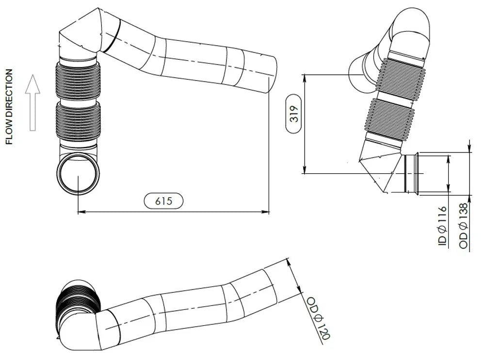 Tubo di scarico con soffietto per Mercedes - 56125