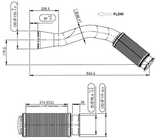 Tubo per Mercedes, E-Line - 5AA055