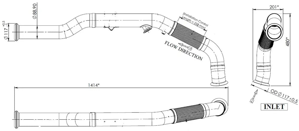 Tubo di scarico con flessibile, D3S per Renault - 66135