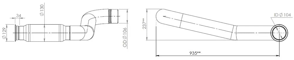 Tubo di scarico con soffietto per Renault - 66215