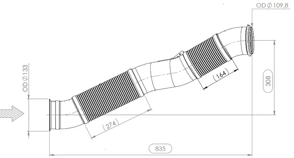 Tubo di scarico con flessibile, D3S per Scania - 67200