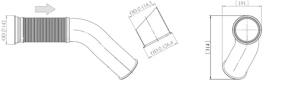 Tubo di scarico con flessibile, D2S+ per Scania - 68090