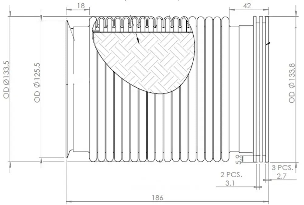 Flessibile di scarico, D2S per Scania - 68239