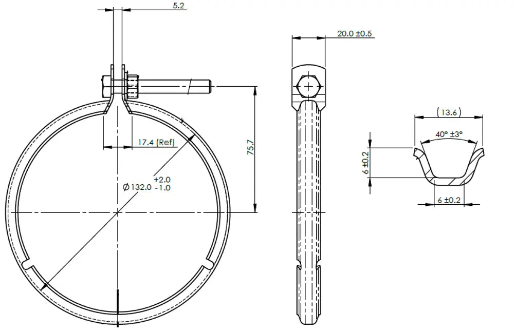 Fascetta a V Heavy Duty per Scania, ID=114.3 / L=20, ALU, E-line - 68867